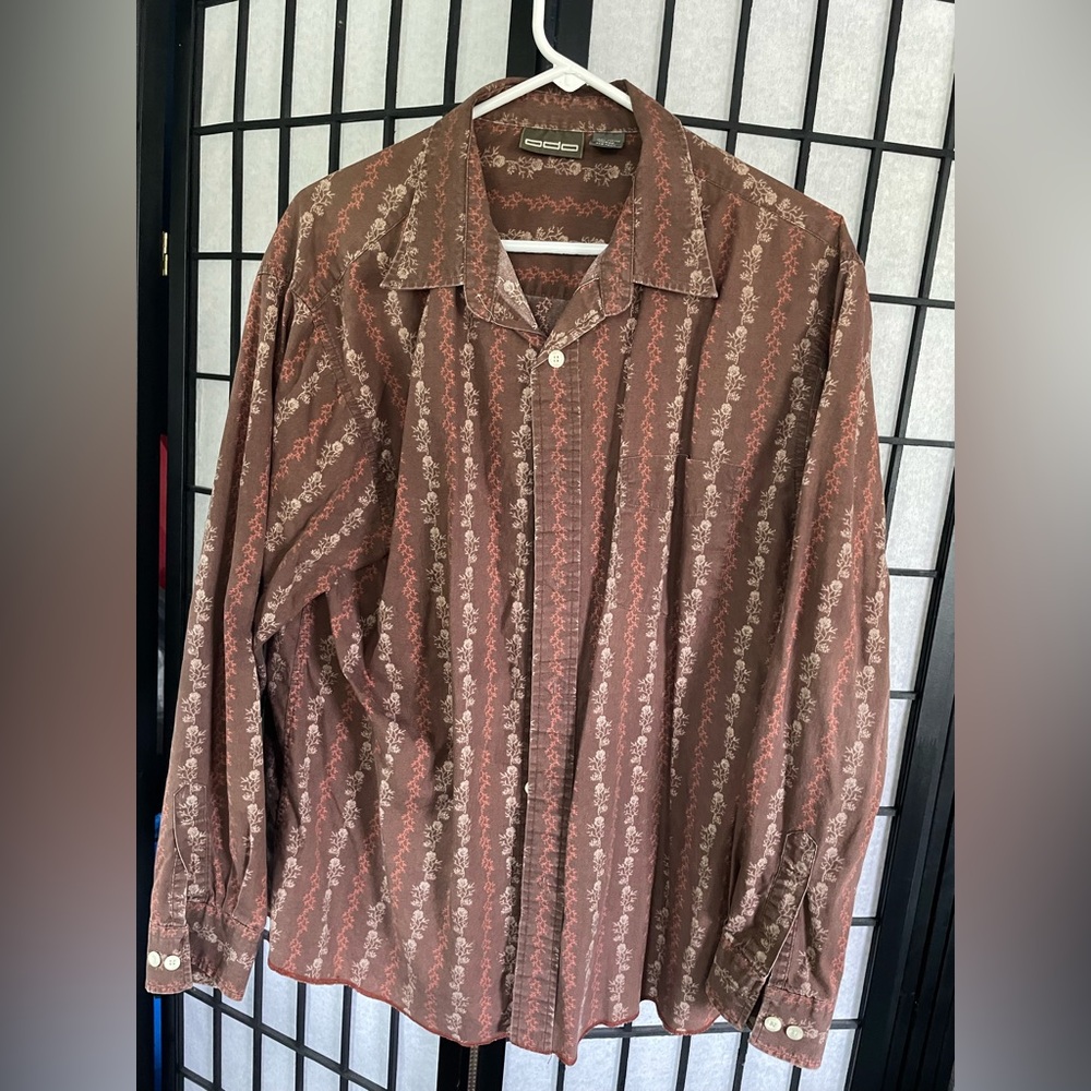 Earthy Brown Vertical Striped Casual Shirt